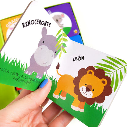 🐾MI PRIMERA BIBLIOTECA DE ANIMALES 🦁 6 libritos infantiles resistentes